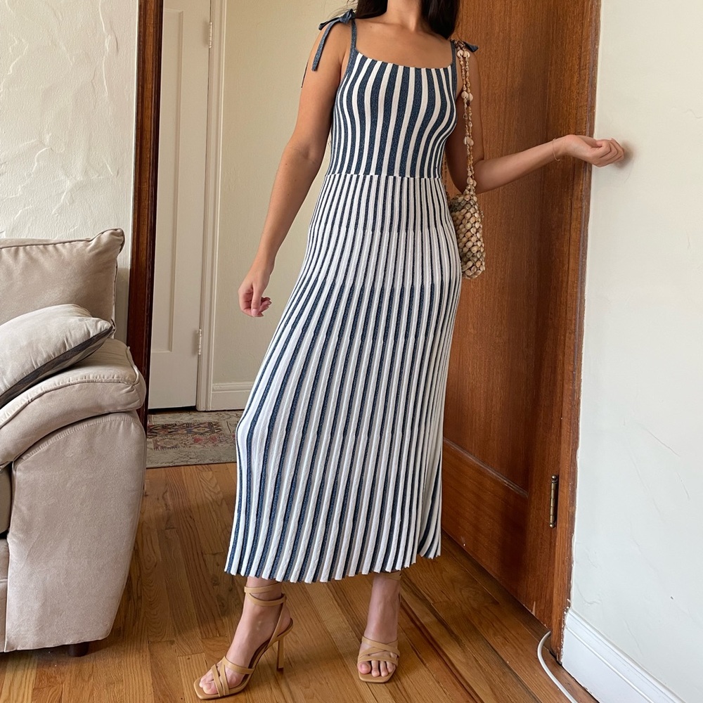 Zara limited edition knit pleated two tone dress